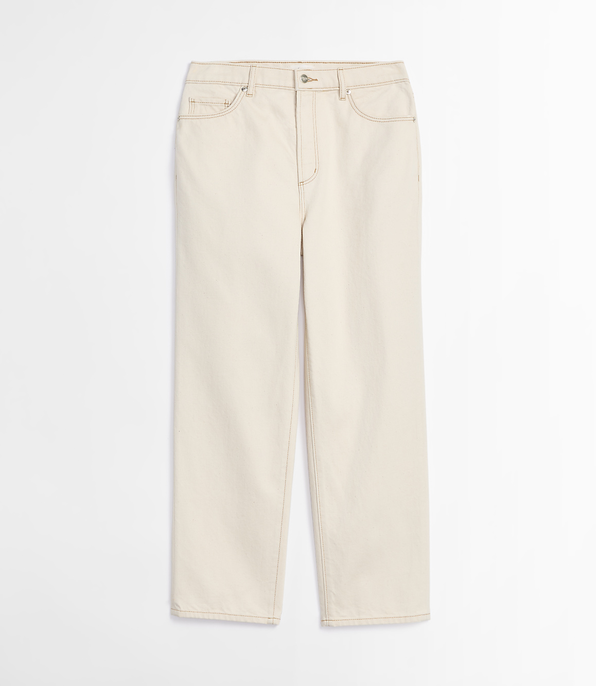 Rivete Petite Curvy High Rise Straight Jeans in Ecru