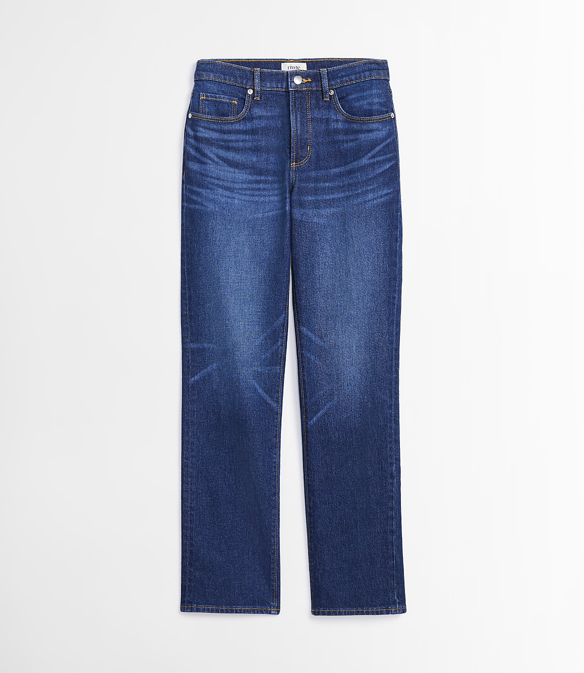 Rivete Petite Curvy Mid Rise Stovepipe Jeans in Classic Mid Wash