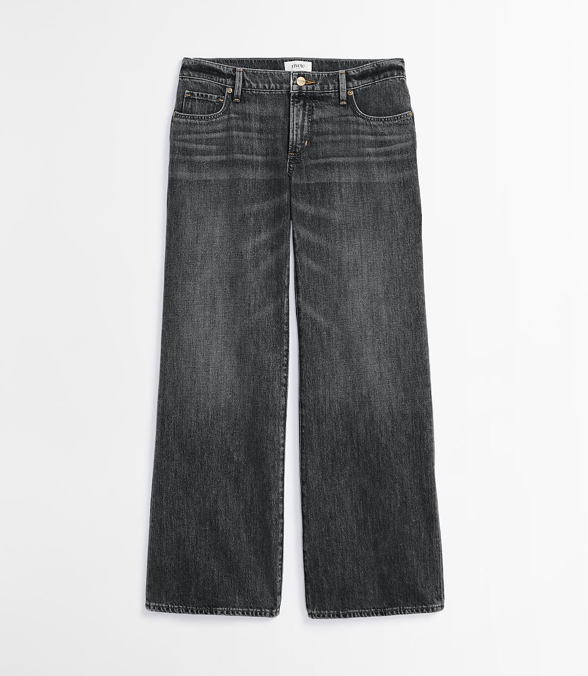Rivete Petite Curvy Low Rise Wide Leg Jeans in Lune Wash