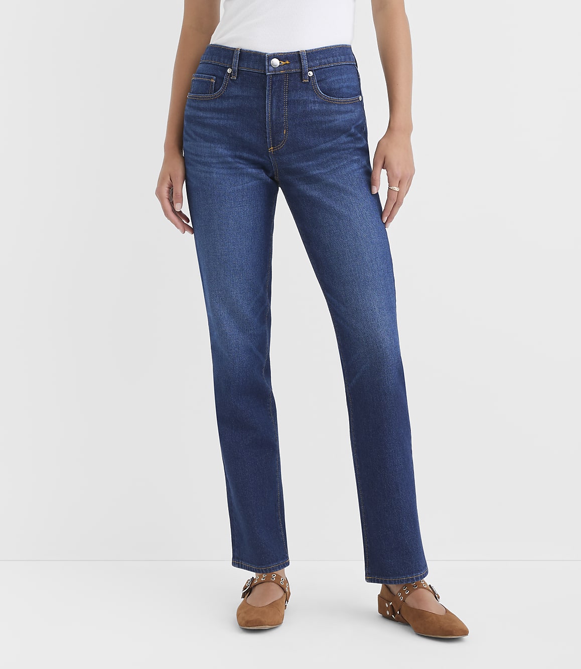 Rivete Tall Mid Rise Stovepipe Jeans in Classic Mid Wash