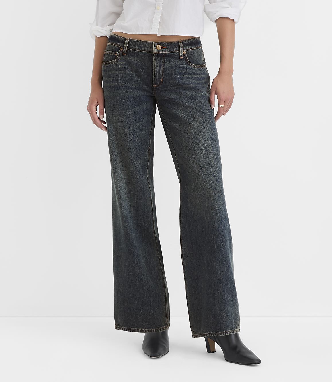 Rivete Tall Low Rise Wide Leg Jeans in Lune Wash