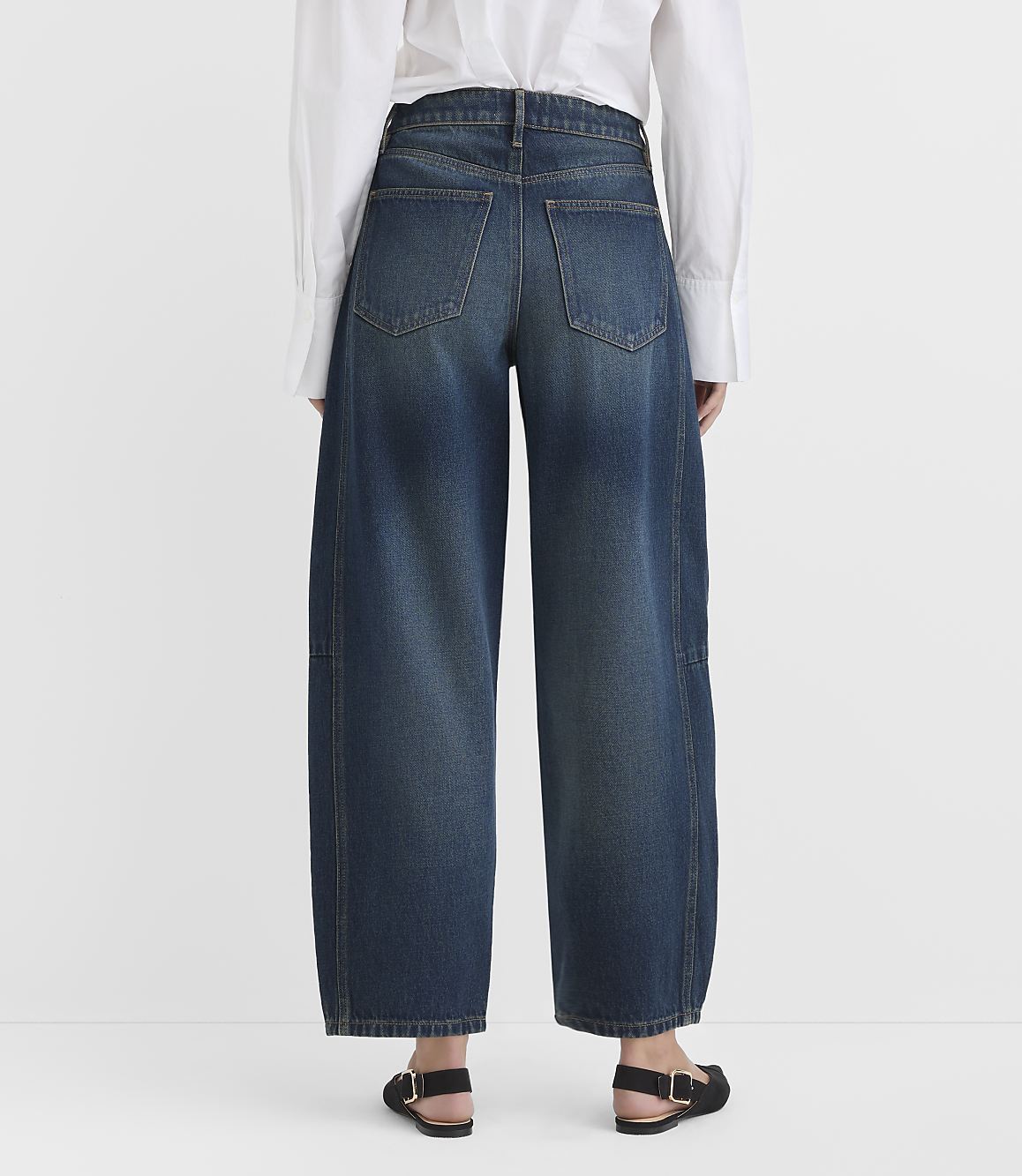 Rivete Petite Curvy Seamed High Rise Horseshoe Jeans in Lune Wash