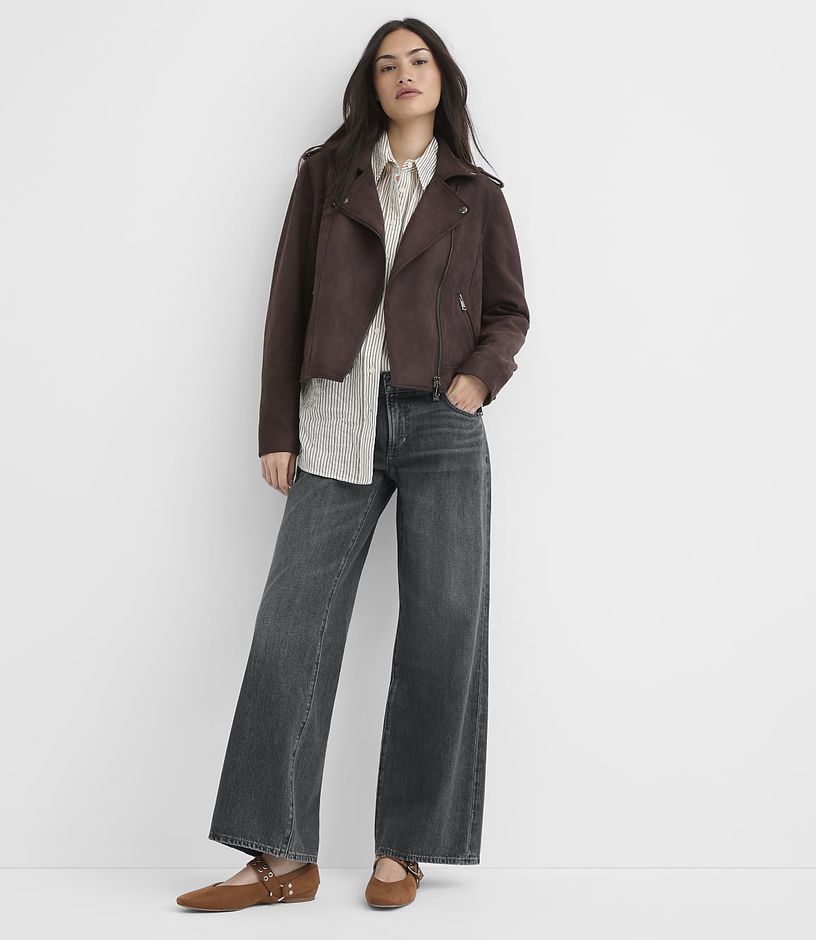 Petite Faux Suede Moto Jacket