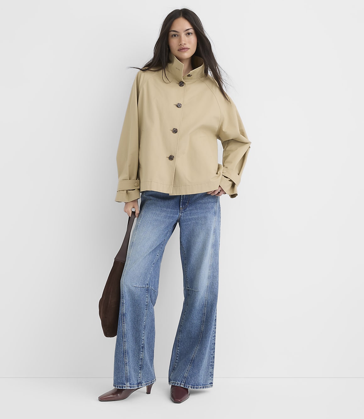 Petite Twill Funnel Neck Jacket