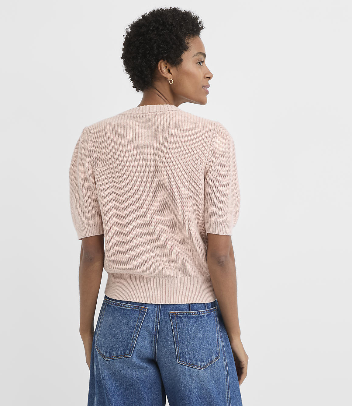 Petite Ribbed Puff Sleeve Cardigan