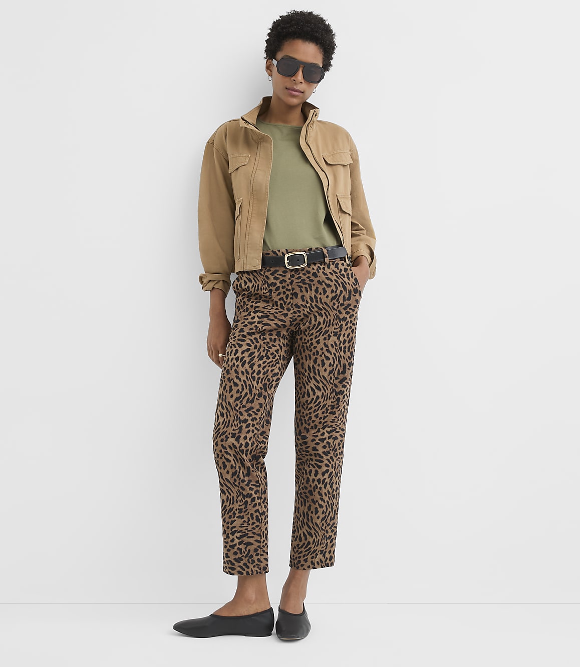 Petite Riviera Slim Pants in Leopard Print