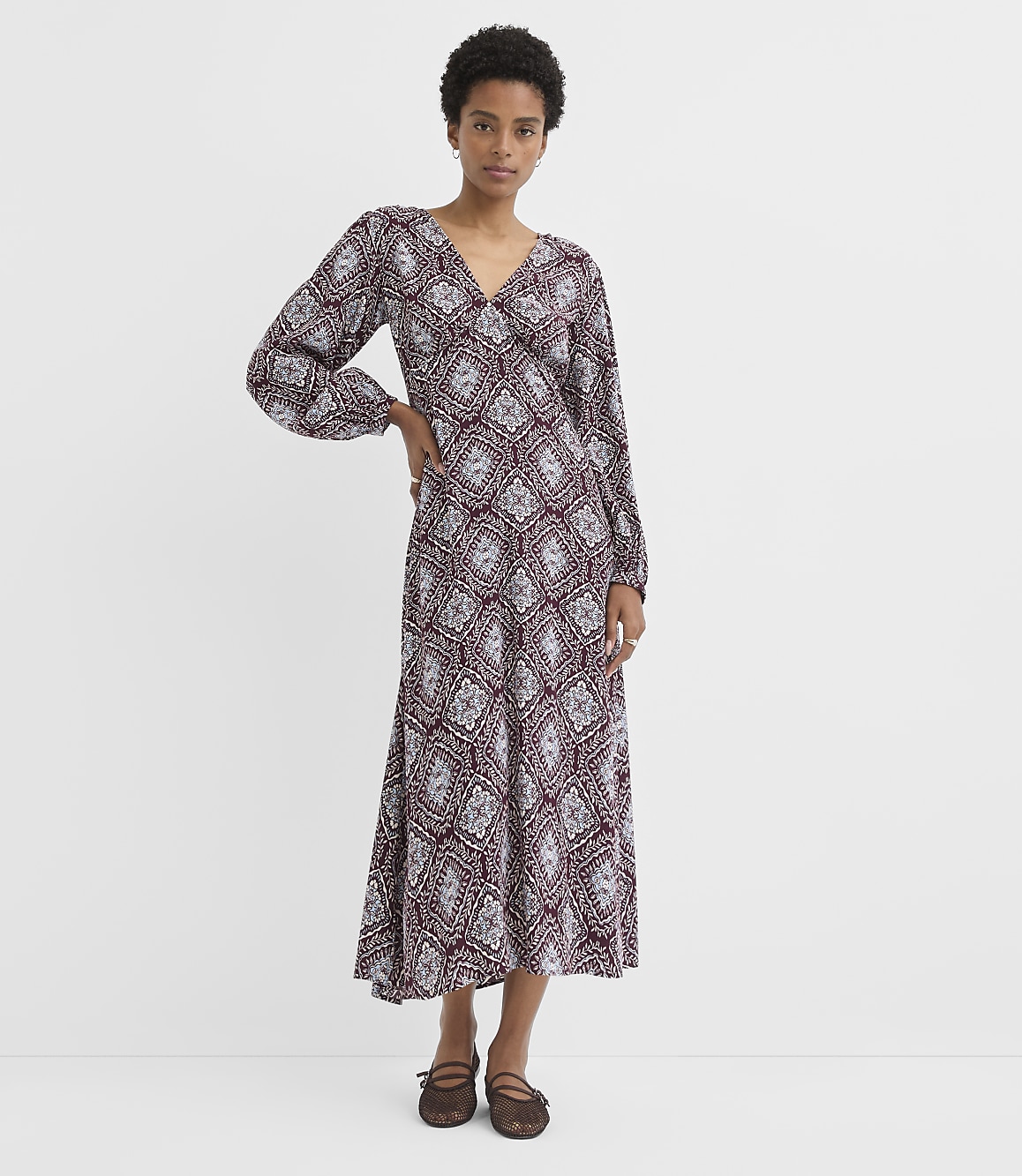 Petite Medallion V-Neck Midi Dress