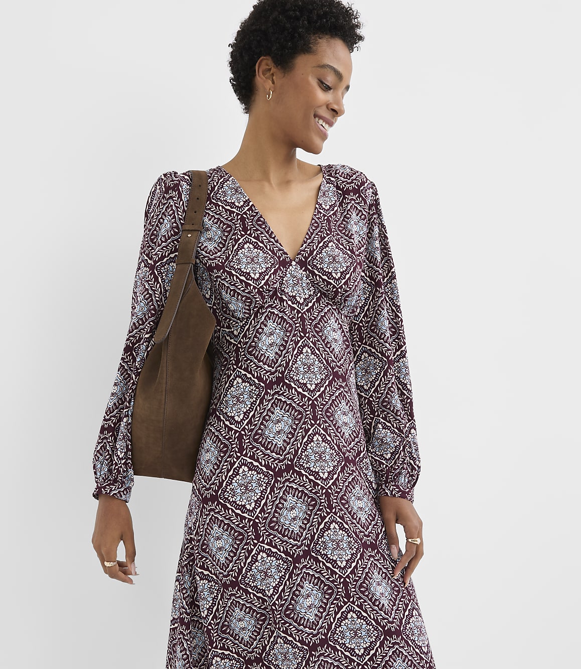 Petite Medallion V-Neck Midi Dress