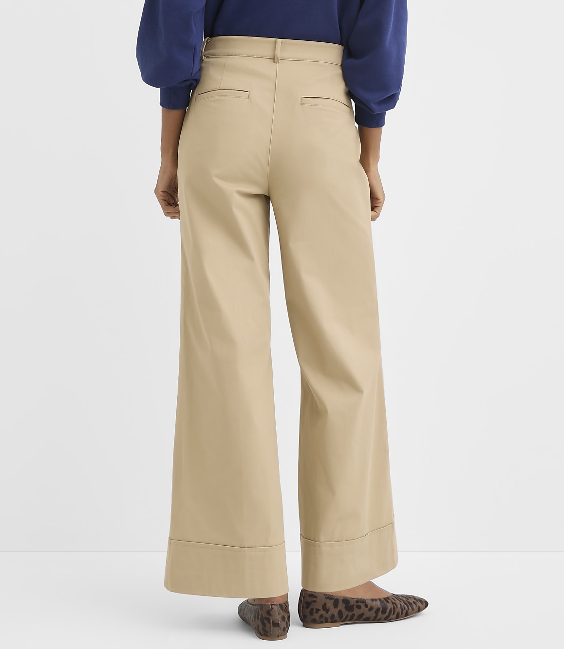 Petite Clean Wide Leg Pants in Stretch Cotton