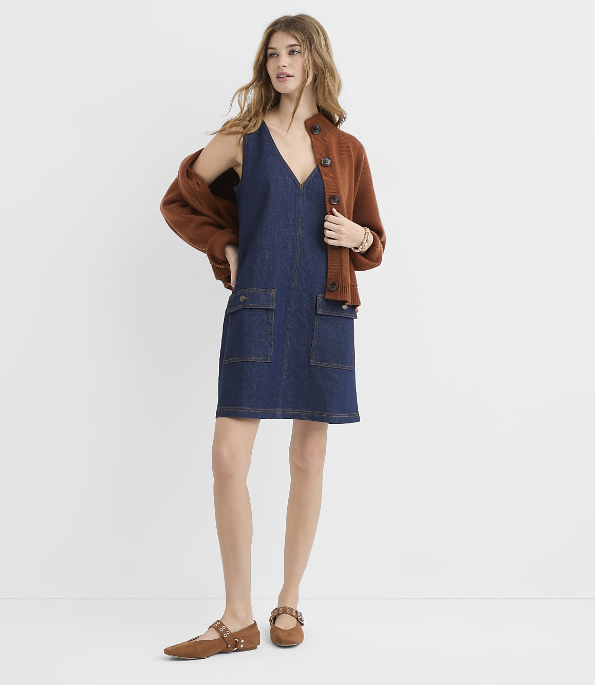 denim v neck mini dress Washed Sleeveless In Light Denim 1/2 long.V Sleeveless V-Neck Button Down Denim