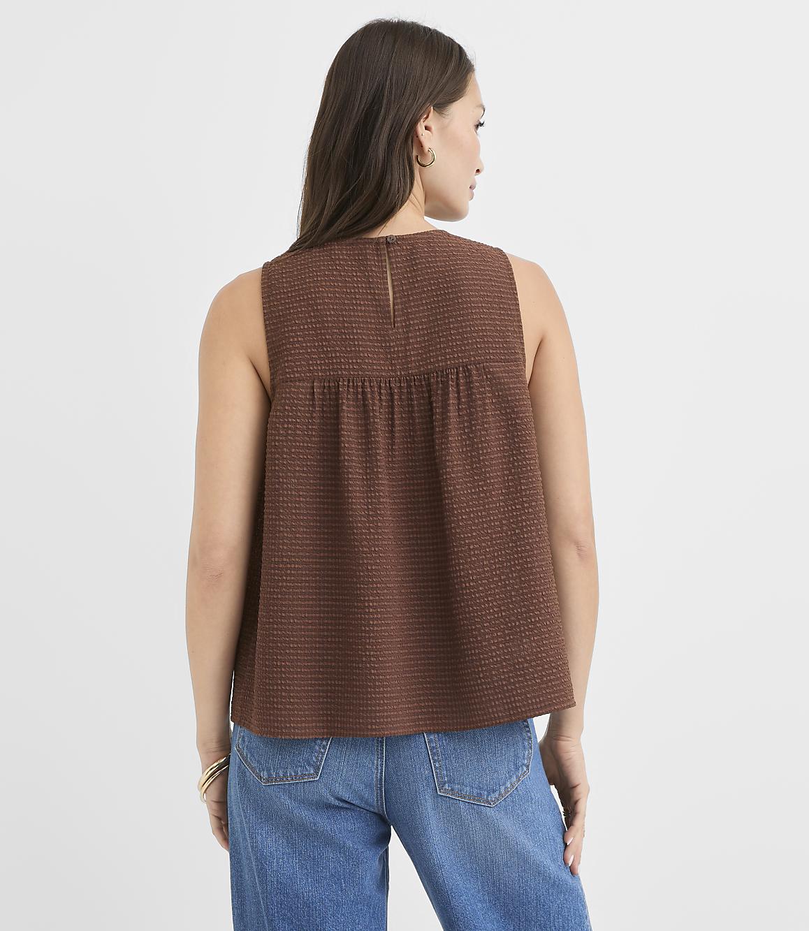 Petite Textured Pintucked Shell