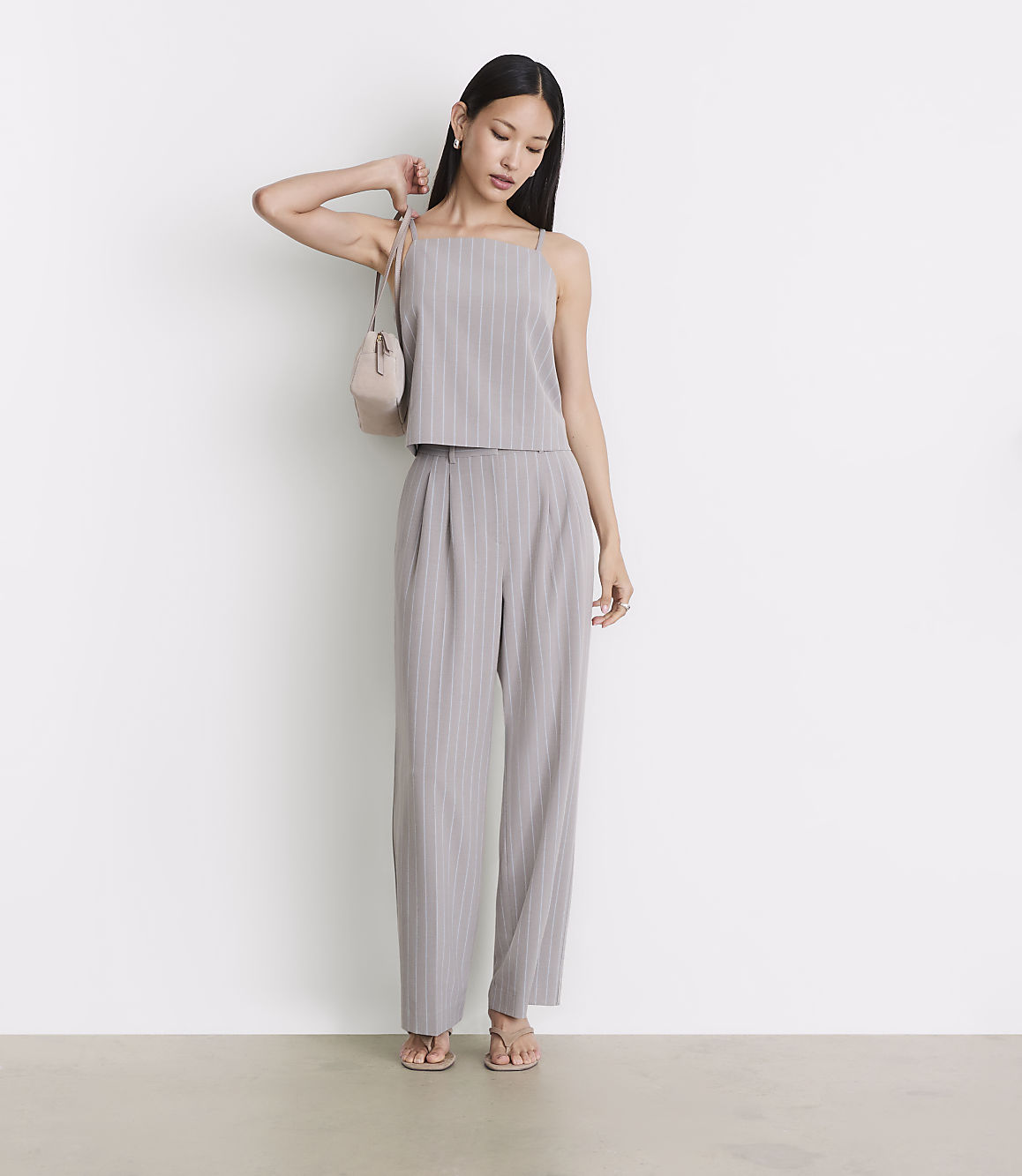 Petite LOFT Versa Seasonless Stretch Square Neck Top in Stripe
