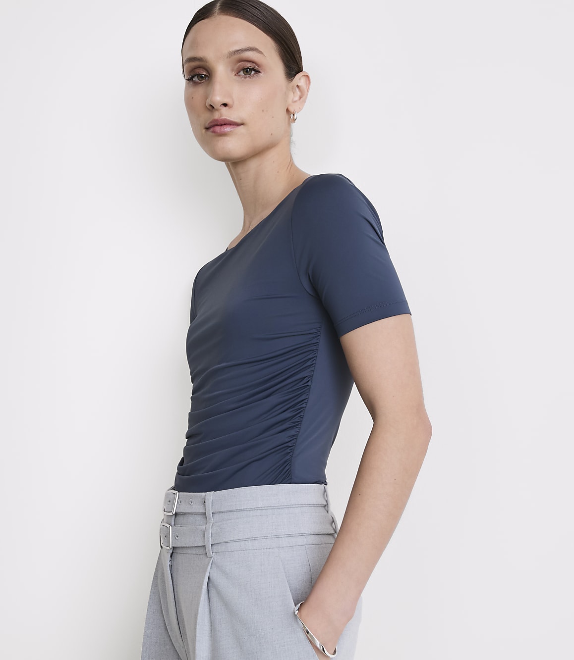 Petite LOFT Versa 360 Knit Ruched Top