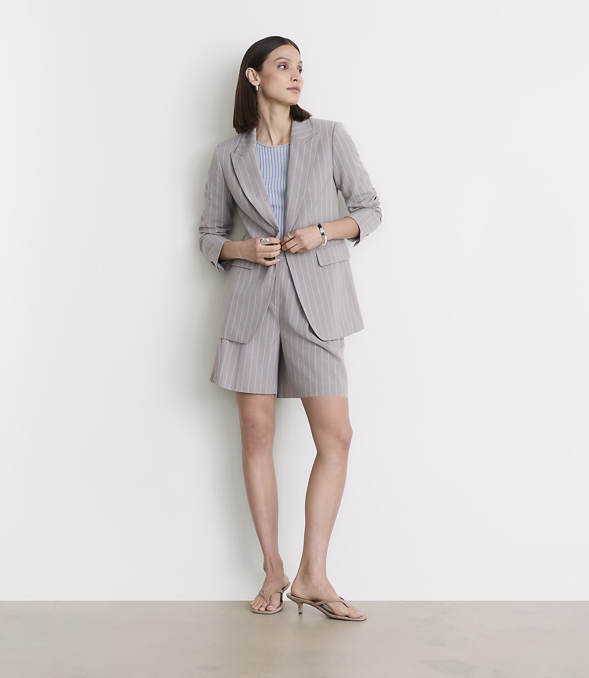 Petite LOFT Versa Seasonless Stretch Tailored Blazer in Stripe