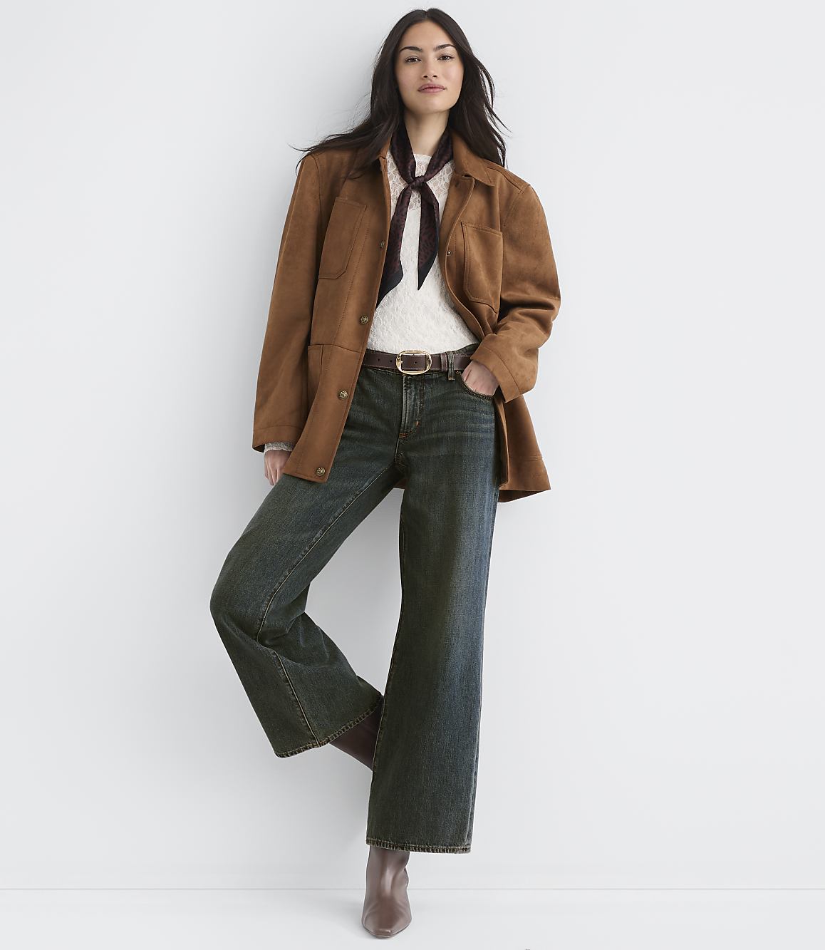 Petite Faux Suede Oversized Jacket