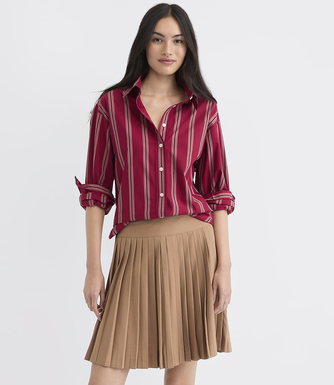 Petite Striped Poplin Everyday Oversized Shirt