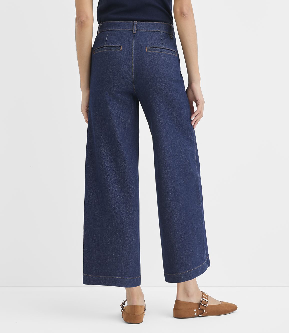 Petite Curvy Palmer Denim Wide Leg Pants in Classic Rinse Wash