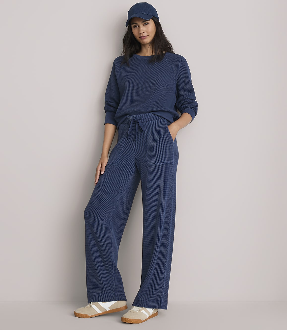 Petite Lou & Grey Garment Dyed Waffle Wide Leg Pants