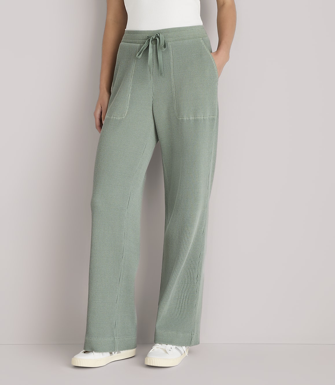 Petite Lou & Grey Garment Dyed Waffle Wide Leg Pants