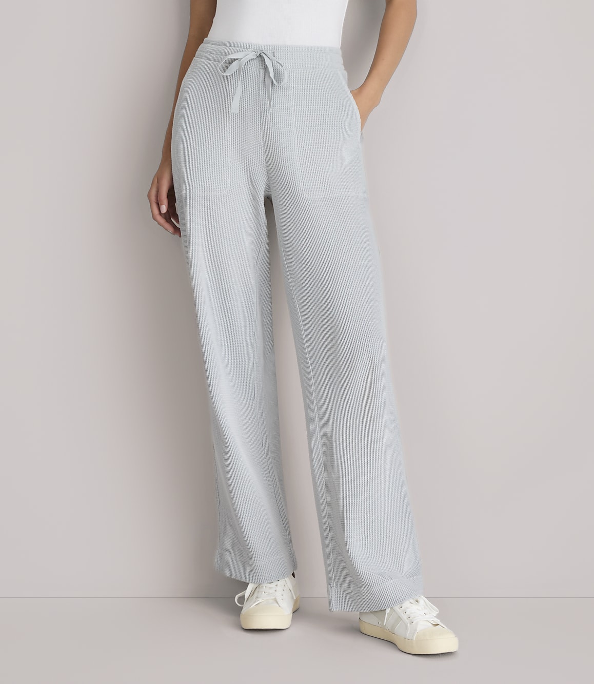 Petite Lou & Grey Garment Dyed Waffle Wide Leg Pants