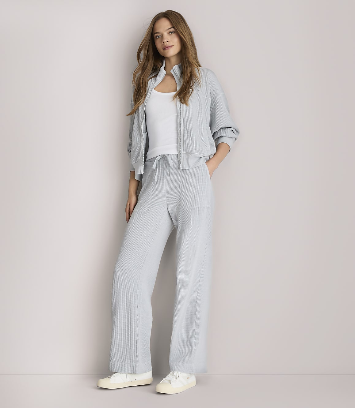 Petite Lou & Grey Garment Dyed Waffle Wide Leg Pants
