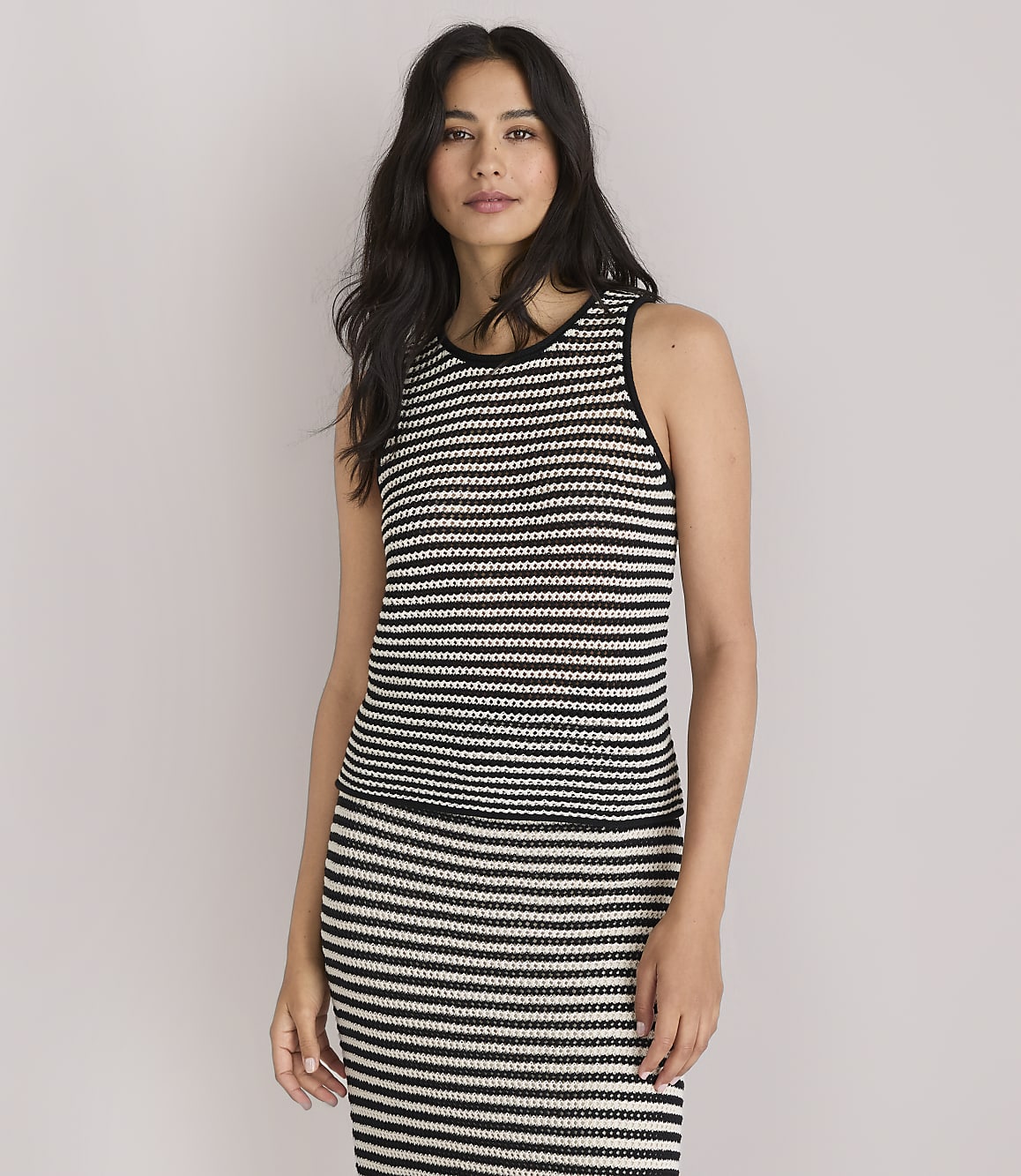 Petite Lou & Grey Striped Stitchy Sweater Tank Top