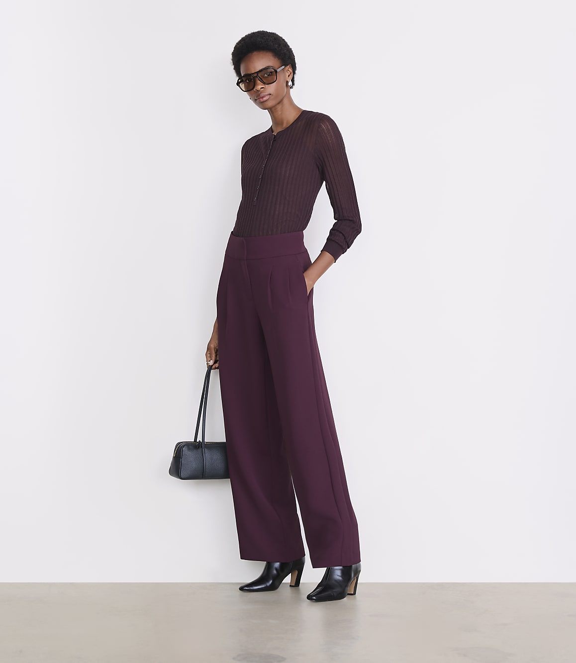 Petite LOFT Versa Ribbed Henley Sweater