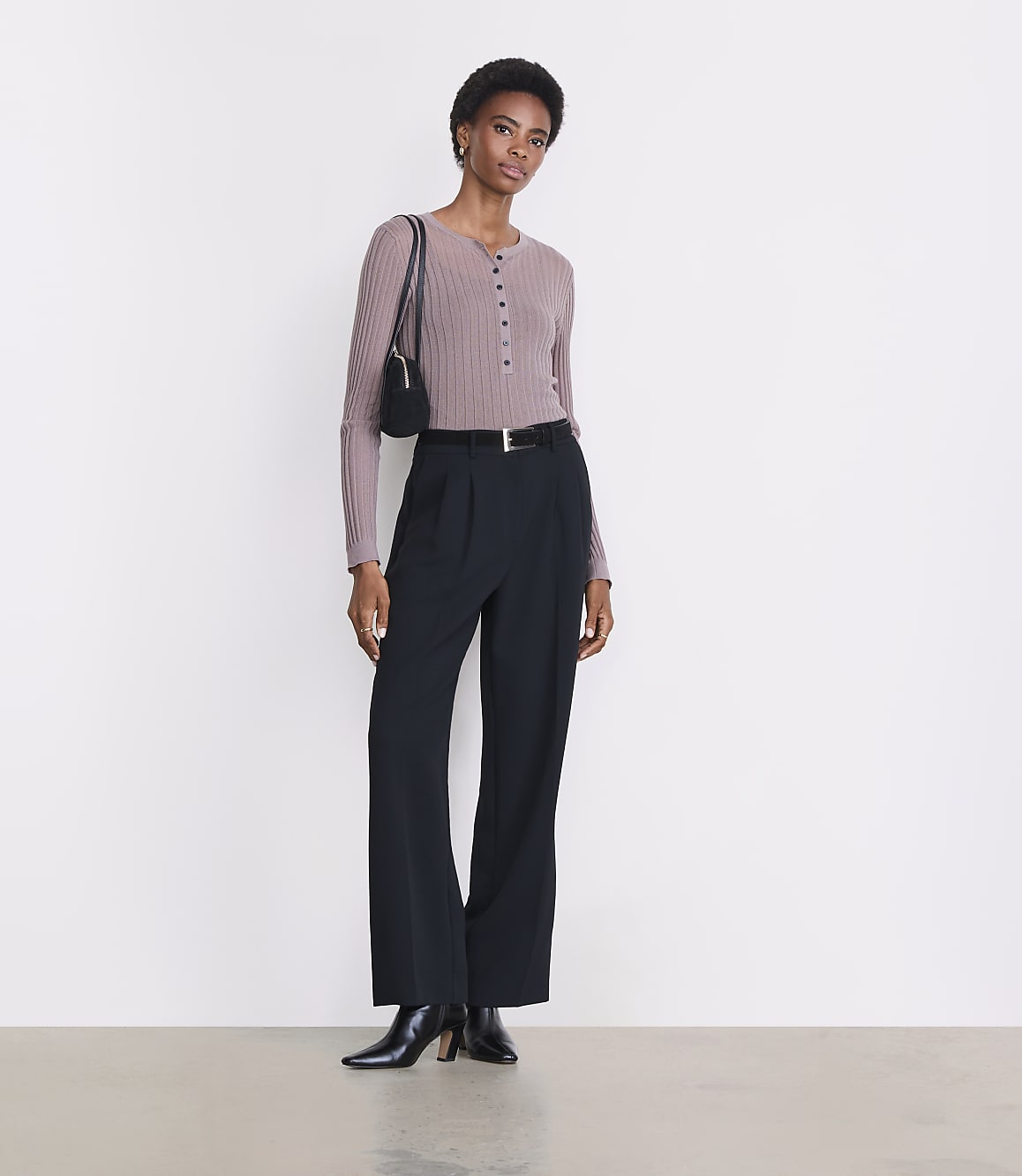 Petite LOFT Versa Ribbed Henley Sweater