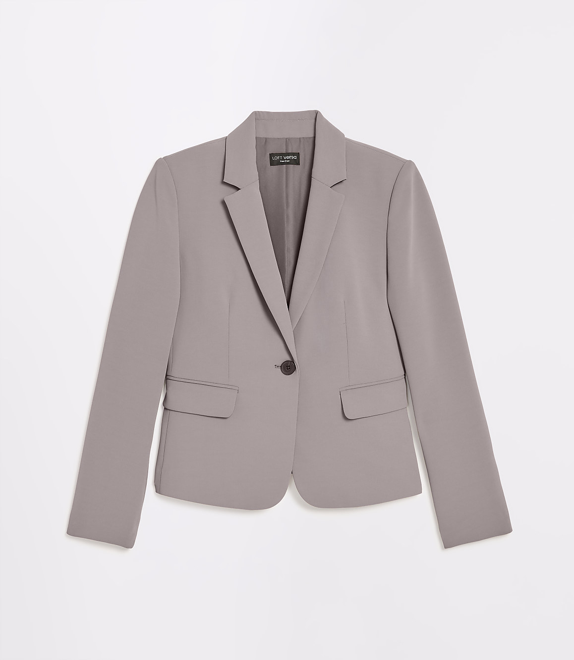A light purple blazer with a single button closure is displayed against a plain white background.