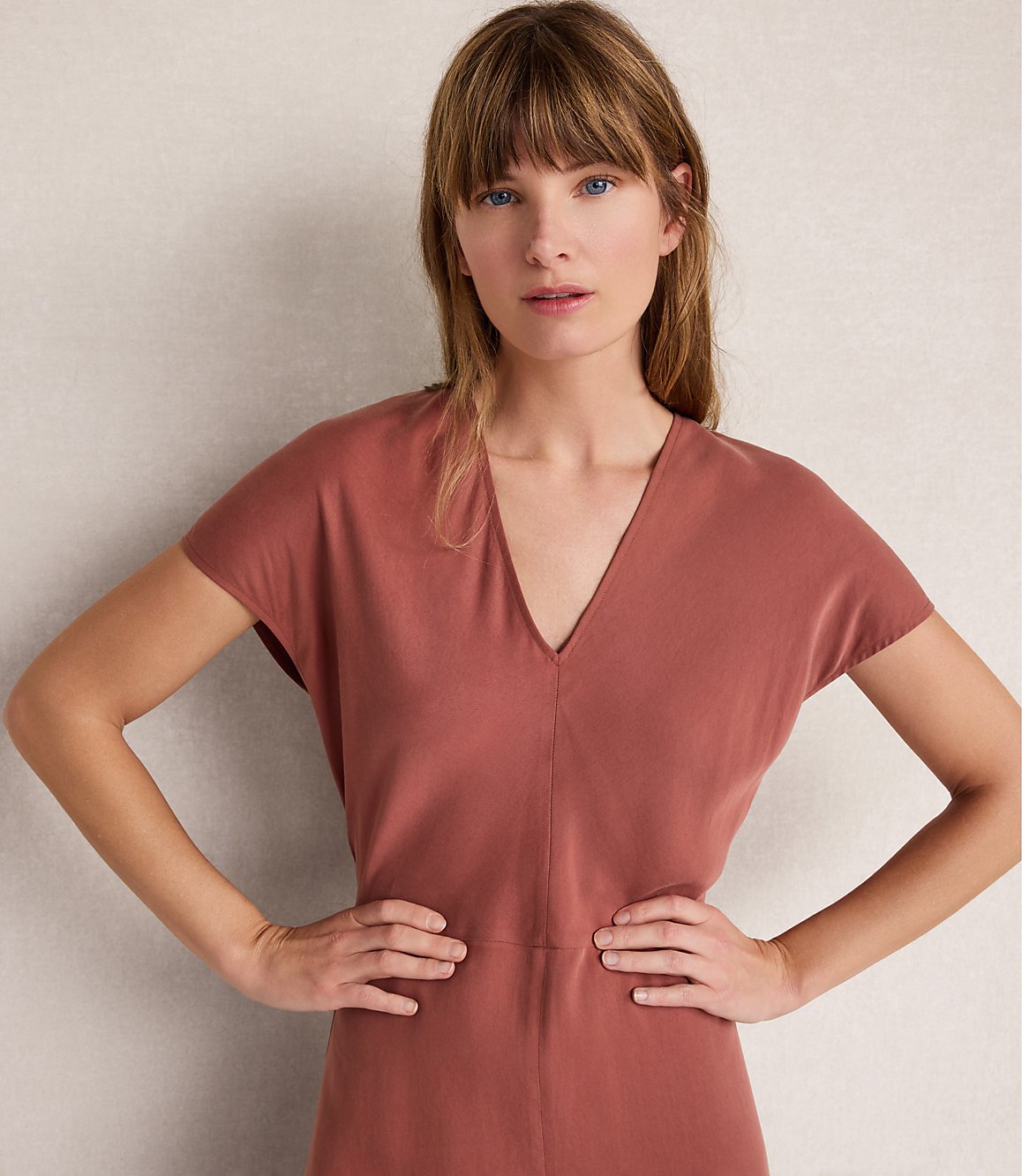 Haven Well Within Drapey Twill V-Neck Midi Dress
