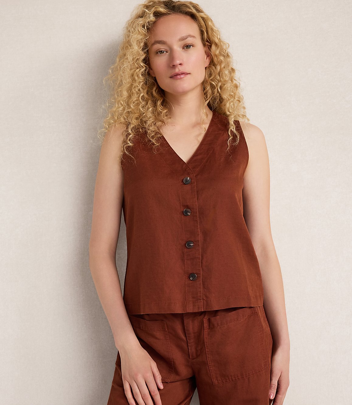 Haven Well Within Linen Blend Dobby Sleeveless Vest