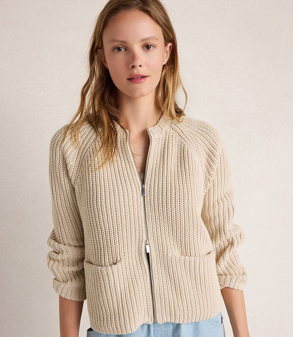 Haven Well Within Cotton Blend Shaker Stitch Bomber Jacket