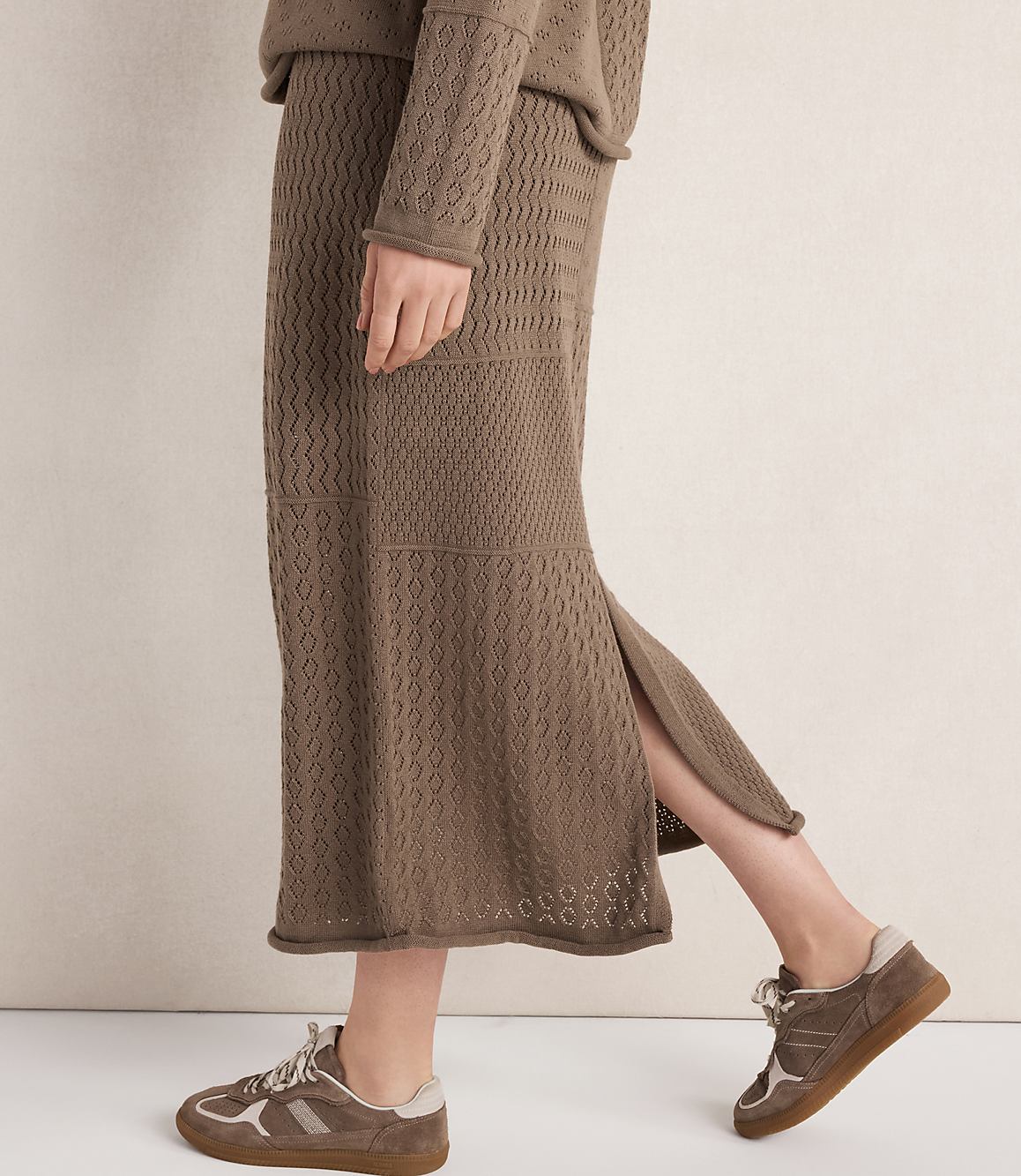 Haven Well Within Organic Cotton Mixed Stitch Midi Skirt