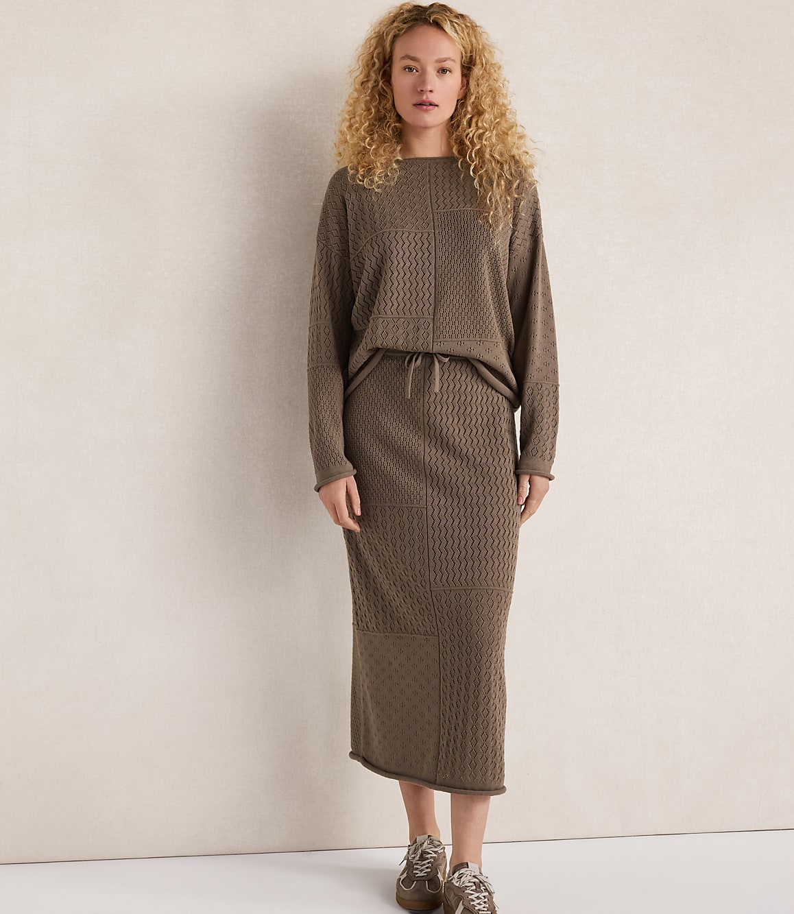Haven Well Within Organic Cotton Mixed Stitch Midi Skirt