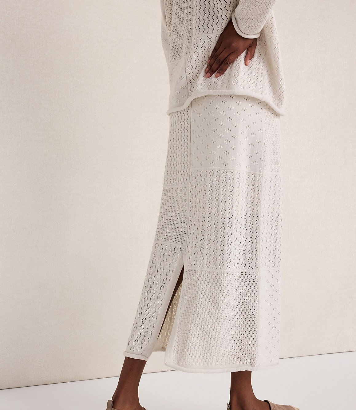 Haven Well Within Organic Cotton Mixed Stitch Midi Skirt