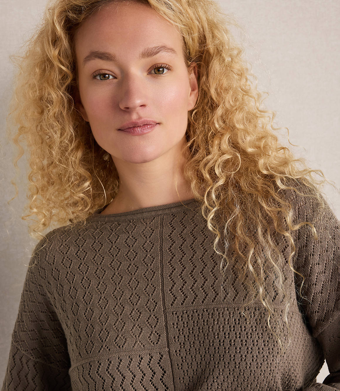 Haven Well Within Organic Cotton Mixed Stitch Roll Neck Sweater