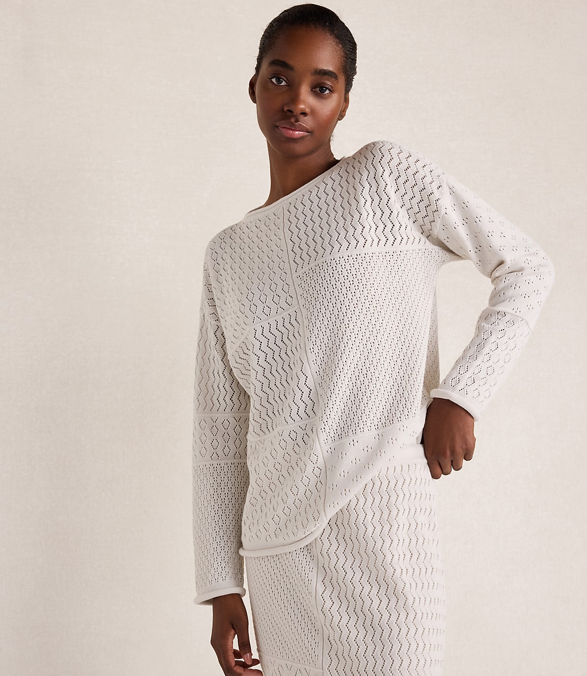 Haven Well Within Organic Cotton Mixed Stitch Roll Neck Sweater