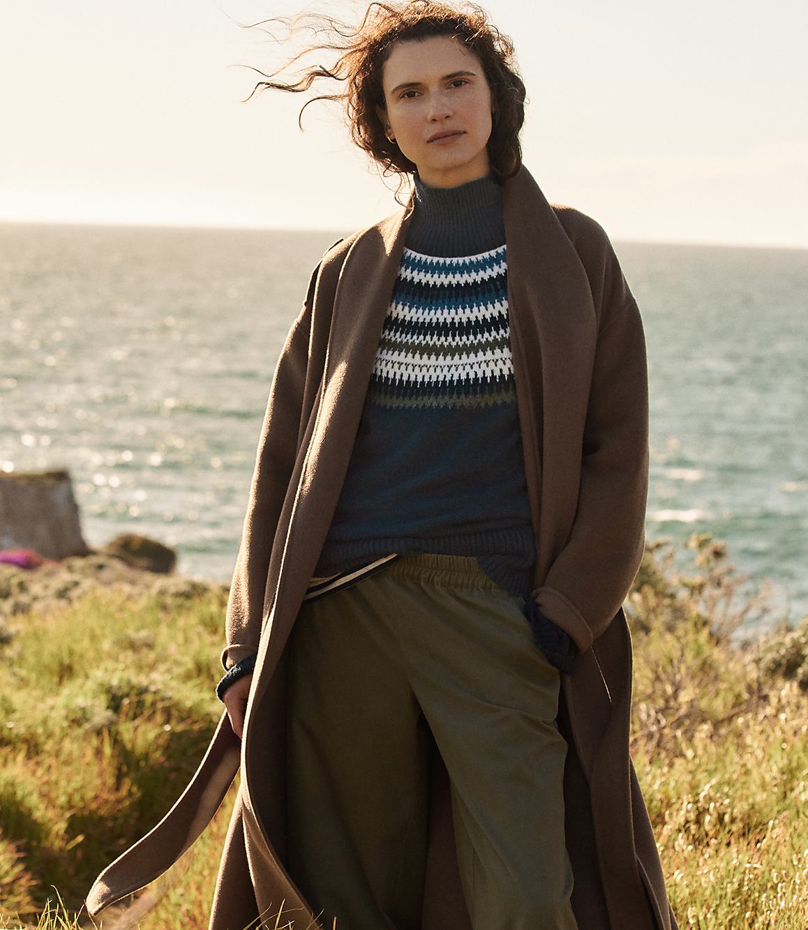 Haven Well Within Wool Blend Midi Coat with Removable Scarf