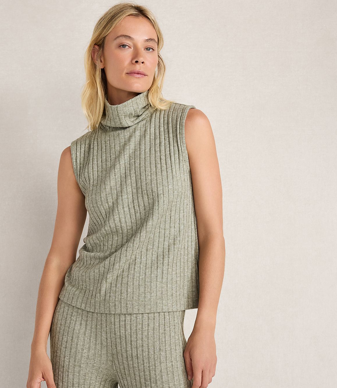Haven Well Within Wide Rib Sleeveless Cowl Neck Top