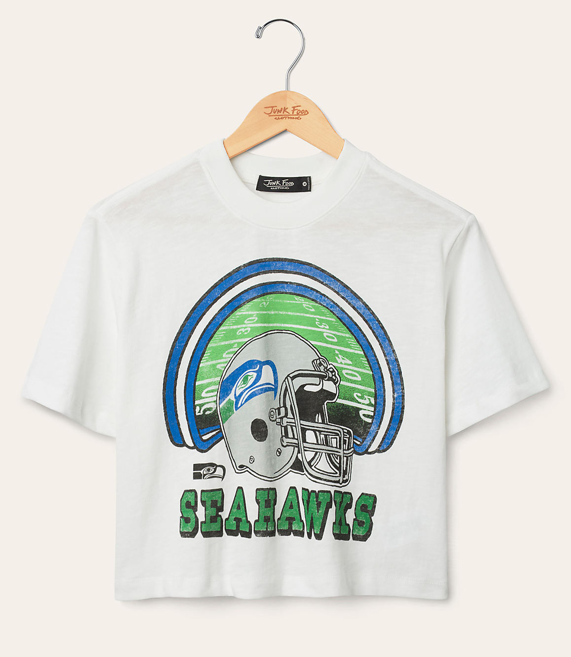 Junk Food Seattle Seahawks Game Time Mock Neck Crop Tee
