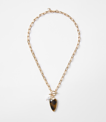 Tortoiseshell Print Heart Toggle Necklace carousel Product Image 1