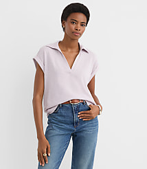 Collared Split Neck Top carousel Product Image 1