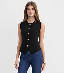 Hammered Metallic Button Sweater Vest carousel Product Image 2