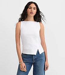 Side Button Asymmetrical Hem Tank carousel Product Image 2