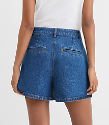 Denim Wrap Skort in Medium Stone Wash carousel Product Image 2