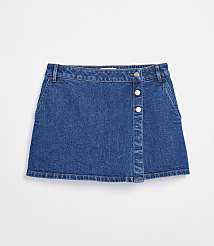 Denim Wrap Skort in Medium Stone Wash carousel Product Image 4