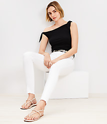 Frayed High Rise Skinny Jeans in White carousel Product Image 1