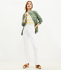 Button Front Fresh Cut High Rise Slim Flare Jeans in White carousel Product Image 1