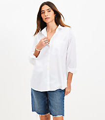Petite Cotton Blend Everyday Oversized Pocket Shirt carousel Product Image 2