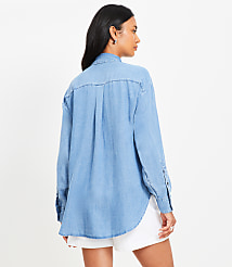 Petite Chambray Everyday Oversized Pocket Shirt carousel Product Image 4